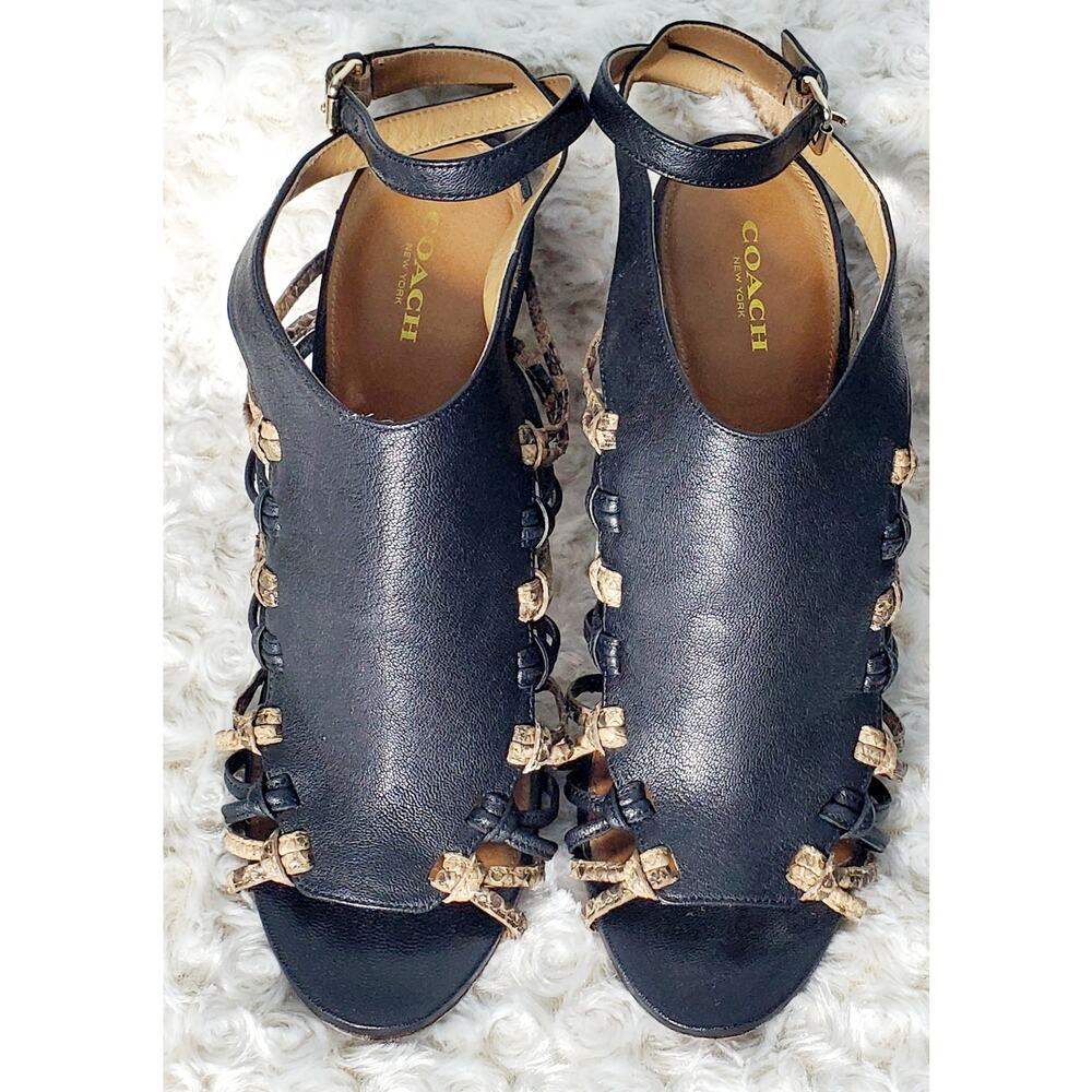 Coach Womens Black Leather Python Print Jody Pump… - image 3